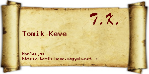 Tomik Keve névjegykártya